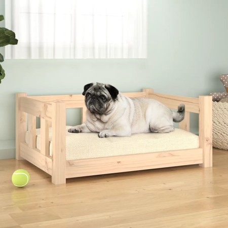 Cama para perros madera maciza de pino 65,5x50,5x28 cm