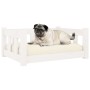 Cama para perros madera maciza de pino blanco 65,5x50,5x28 cm