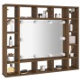 Mueble con espejo y LED marrón roble 91x15x76,5 cm
