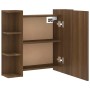 Mueble con espejo y luces LED roble marrón 70x16,5x60 cm