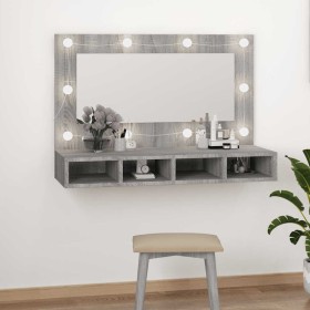 Mueble con espejo y LED color gris Sonoma 90x31,5x62 cm Mueble con espejo y LED color gris Sonoma 90x31,5x62 cm