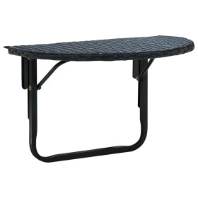 Mesa de balcón de ratán sintético negro 60x60x32 cm