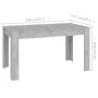 Concrete gray plywood dining table 140x74.5x76 cm by vidaXL, Kitchen and dining tables - Ref: Foro24-804206, Price: 87,89 €, ...