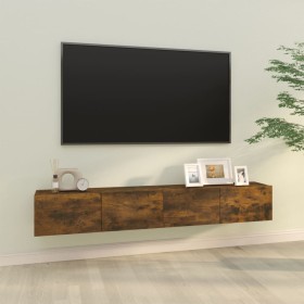 Muebles de pared de TV 2 uds madera roble ahumado 100x30x30 cm Muebles de pared de TV 2 uds madera roble ahumado 100x30x30 cm