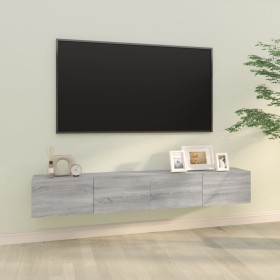 Muebles de pared para TV 2 uds madera gris Sonoma 100x30x30 cm Muebles de pared para TV 2 uds madera gris Sonoma 100x30x30 cm