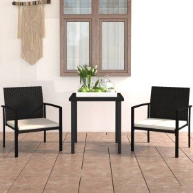 Conjunto de comedor de jardín 3 piezas ratán sintético negro Conjunto de comedor de jardín 3 piezas ratán sintético negro