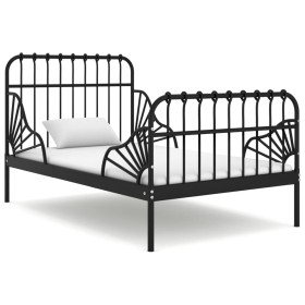 Estructura de cama extensible metal negra 80x130/200 cm