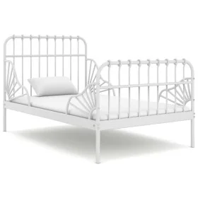 White metal extendable bed frame 80x130/200 cm by vidaXL, Beds and slatted bases - Ref: Foro24-324741, Price: 124,39 €, Disco...