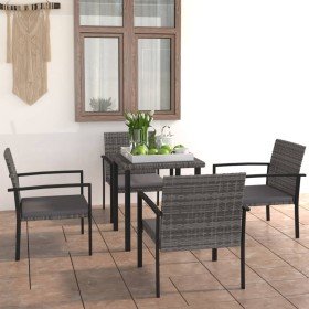 Juego de comedor para jardín 5 piezas ratán sintético gris Juego de comedor para jardín 5 piezas ratán sintético gris