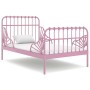 Estructura de cama extensible metal rosa 80x130/200 cm