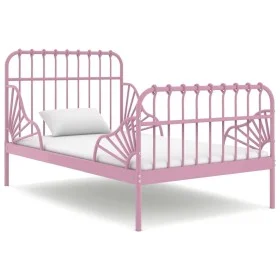 Pink metal extendable bed frame 80x130/200 cm by vidaXL, Beds and slatted bases - Ref: Foro24-324743, Price: 165,72 €, Discou...