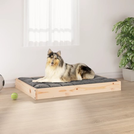 Cama para perros madera maciza de pino 91,5x64x9 cm