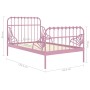 Estructura de cama extensible metal rosa 80x130/200 cm