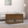 Mesa de centro madera maciza de pino marrón miel 102x49x55 cm en Mesas de centro | Comprar online en Foro24