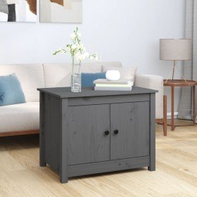 Mesa de centro de madera maciza de pino gris 71x49x55 cm Mesa de centro de madera maciza de pino gris 71x49x55 cm