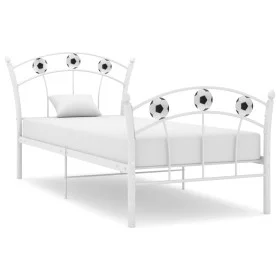 Bed frame with white metal football design 90x200 cm by vidaXL, Beds and slatted bases - Ref: Foro24-324745, Price: 85,50 €, ...