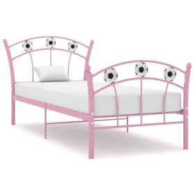 Bed frame with pink metal football design 90x200 cm by vidaXL, Beds and slatted bases - Ref: Foro24-324747, Price: 68,49 €, D...