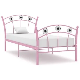 Bed frame with pink metal football design 90x200 cm by vidaXL, Beds and slatted bases - Ref: Foro24-324747, Price: 67,66 €, D...