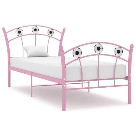 Bed frame with pink metal football design 90x200 cm by vidaXL, Beds and slatted bases - Ref: Foro24-324747, Price: 67,66 €, D...