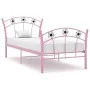 Bed frame with pink metal football design 90x200 cm by vidaXL, Beds and slatted bases - Ref: Foro24-324747, Price: 67,66 €, D...