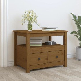 Mesa de centro de madera maciza de pino marrón miel 71x49x55 cm Mesa de centro de madera maciza de pino marrón miel 71x49x55 cm