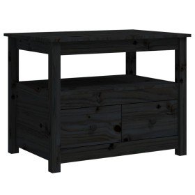 Mesa de centro de madera maciza de pino negro 71x49x55 cm Mesa de centro de madera maciza de pino negro 71x49x55 cm