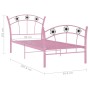 Estructura de cama con diseño de fútbol metal rosa 90x200 cm