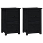 Mesitas de noche 2 uds madera maciza de pino negro 40x35x61,5cm