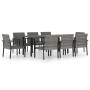 Juego de comedor para jardín 9 piezas ratán sintético gris