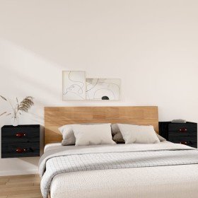 Mesitas de noche de pared 2 uds negro 50x36x40 cm Mesitas de noche de pared 2 uds negro 50x36x40 cm