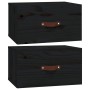 Mesitas de noche de pared 2 uds negro 40x29,5x22 cm