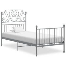 Graues Metallbettgestell 90x200 cm von vidaXL, Betten und Lattenroste - Ref: Foro24-324843, Preis: 122,11 €, Rabatt: %