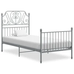 Gray metal bed frame 90x200 cm by vidaXL, Beds and slatted bases - Ref: Foro24-324843, Price: 120,10 €, Discount: %