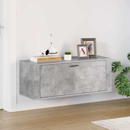 Mueble zapatero pared contrachapada gris hormigón 100x35x38 cm