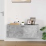 Mueble zapatero pared contrachapada gris hormigón 100x35x38 cm