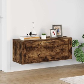 Mueble zapatero pared contrachapada roble ahumado 100x35x38 cm Mueble zapatero pared contrachapada roble ahumado 100x35x38 cm