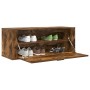 Mueble zapatero pared contrachapada roble ahumado 100x35x38 cm