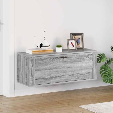 Mueble zapatero pared contrachapada gris Sonoma 100x35x38 cm