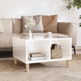 Mesa de centro madera contrachapada blanco brillo 60x50x36,5 cm Mesa de centro madera contrachapada blanco brillo 60x50x36,5 cm