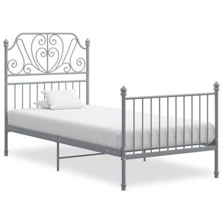 Estructura de cama de metal gris 100x200 cm