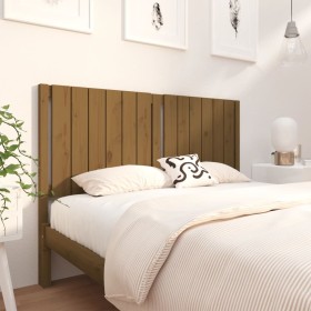 Cabecero de cama madera maciza pino marrón miel 140,5x4x100 cm