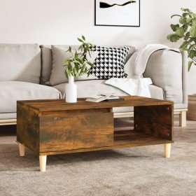 Mesa de centro madera contrachapada roble ahumado 90x50x36,5 cm Mesa de centro madera contrachapada roble ahumado 90x50x36,5 cm