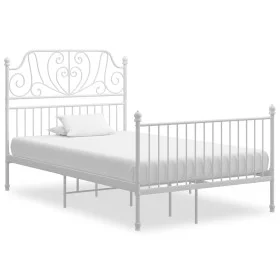 White metal bed frame 120x200 cm by vidaXL, Beds and slatted bases - Ref: Foro24-324848, Price: 138,39 €, Discount: %