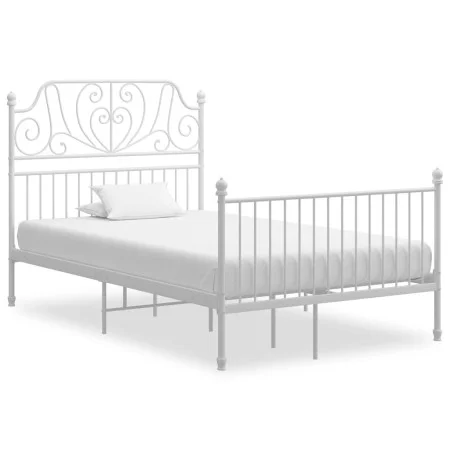 White metal bed frame 120x200 cm by vidaXL, Beds and slatted bases - Ref: Foro24-324848, Price: 150,52 €, Discount: %