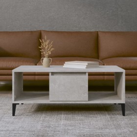 Mesa de centro madera contrachapada gris hormigón 90x50x36,5 cm Mesa de centro madera contrachapada gris hormigón 90x50x36,5 cm
