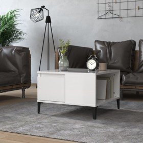 Mesa de centro madera contrachapada blanco brillo 55x55x36,5 cm Mesa de centro madera contrachapada blanco brillo 55x55x36,5 cm