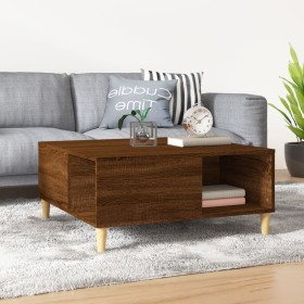 Mesa de centro madera contrachapada roble marrón 80x80x36,5 cm Mesa de centro madera contrachapada roble marrón 80x80x36,5 cm