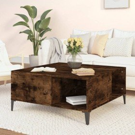 Mesa de centro madera contrachapada roble ahumado 80x80x36,5 cm Mesa de centro madera contrachapada roble ahumado 80x80x36,5 cm