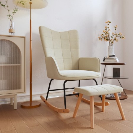 Rocking chair with footrest, cream-colored fabric by vidaXL, Rocking chairs - Ref: Foro24-328020, Price: 165,65 €, Discount: %