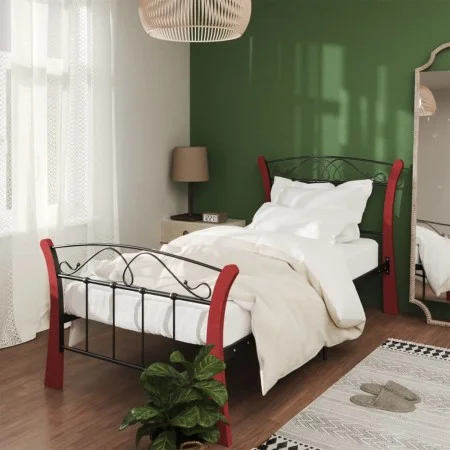 Black metal bed frame 90x200 cm by vidaXL, Beds and slatted bases - Ref: Foro24-324876, Price: 84,78 €, Discount: %